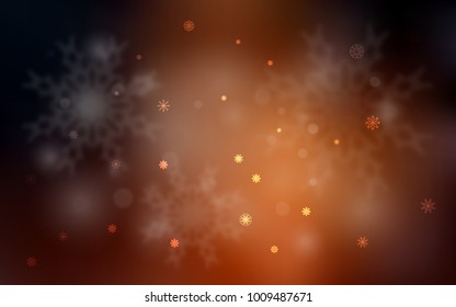 Dark Red vector cover with beautiful snowflakes. Decorative shining illustration with snow on abstract template. The template can be used as a new year background.
