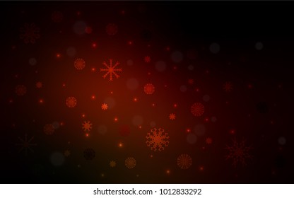 Dark Red vector cover with beautiful snowflakes. Glitter abstract illustration with crystals of ice. The pattern can be used for year new  websites.