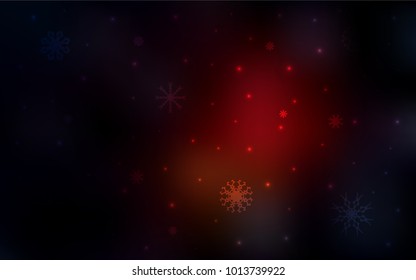 Dark Red vector cover with beautiful snowflakes. Modern geometrical abstract illustration with crystals of ice. The pattern can be used for year new  websites.