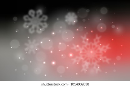Dark Red vector cover with beautiful snowflakes. Glitter abstract illustration with crystals of ice. New year design for your business advert.
