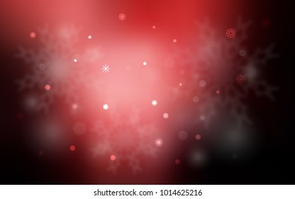 Dark Red vector cover with beautiful snowflakes. Modern geometrical abstract illustration with crystals of ice. New year design for your ad, poster, banner.