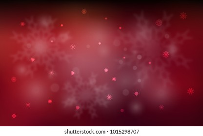 Dark Red vector cover with beautiful snowflakes. Snow on blurred abstract background with gradient. New year design for your business advert.