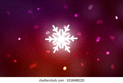 Dark Red vector cover with beautiful snowflakes. Blurred decorative design in xmas style with snow. The template can be used as a new year background.