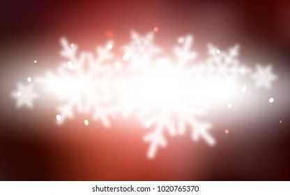 Dark Red vector cover with beautiful snowflakes. Blurred decorative design in xmas style with snow. The pattern can be used for year new  websites.