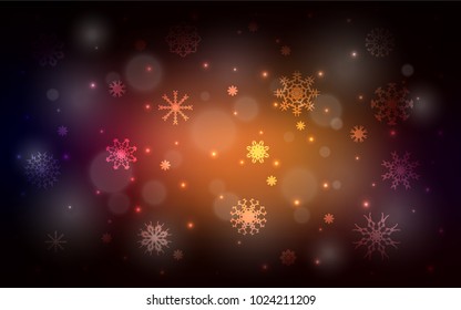Dark Red vector cover with beautiful snowflakes. Modern geometrical abstract illustration with crystals of ice. The template can be used as a new year background.