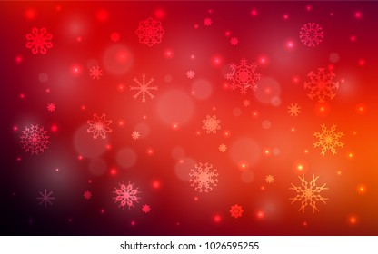 Dark Red vector cover with beautiful snowflakes. Modern geometrical abstract illustration with crystals of ice. The pattern can be used for year new  websites.