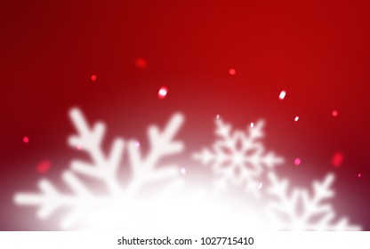 Dark Red vector cover with beautiful snowflakes. Blurred decorative design in xmas style with snow. The pattern can be used for year new  websites.