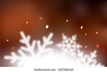 Dark Red vector cover with beautiful snowflakes. Shining colored illustration with snow in christmas style. New year design for your business advert.