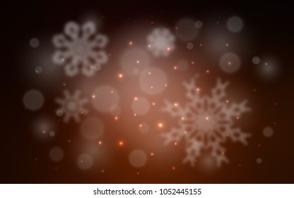 Dark Red vector cover with beautiful snowflakes. Modern geometrical abstract illustration with crystals of ice. The pattern can be used for new year leaflets.