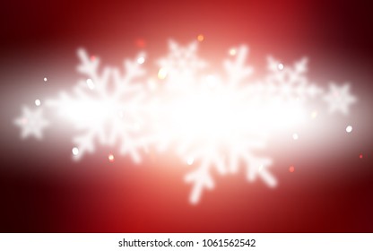 Dark Red vector cover with beautiful snowflakes. Blurred decorative design in xmas style with snow. The pattern can be used for new year ad, booklets.