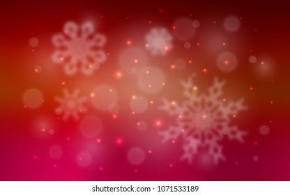 Dark Red vector cover with beautiful snowflakes. Decorative shining illustration with snow on abstract template. The pattern can be used for year new  websites.