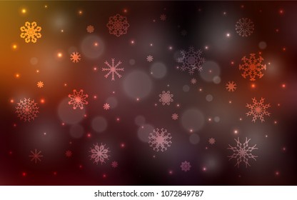 Dark Red vector cover with beautiful snowflakes. Glitter abstract illustration with crystals of ice. The pattern can be used for new year leaflets.