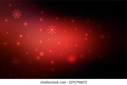 Dark Red vector cover with beautiful snowflakes. Modern geometrical abstract illustration with crystals of ice. The pattern can be used for new year ad, booklets.