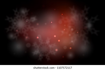 Dark Red vector cover with beautiful snowflakes. Decorative shining illustration with snow on abstract template. The pattern can be used for new year leaflets.