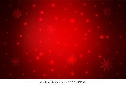 Dark Red vector cover with beautiful snowflakes. Glitter abstract illustration with crystals of ice. New year design for your ad, poster, banner.