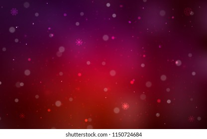 Dark Red vector cover with beautiful snowflakes. Shining colored illustration with snow in christmas style. New year design for your business advert.