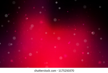 Dark Red vector cover with beautiful snowflakes. Snow on blurred abstract background with gradient. The pattern can be used for new year ad, booklets.