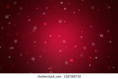 Dark Red vector cover with beautiful snowflakes. Snow on blurred abstract background with gradient. The template can be used as a new year background.