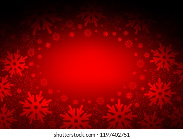 Dark Red vector cover with beautiful snowflakes. Modern geometrical abstract illustration with crystals of ice. New year design for your ad, poster, banner.