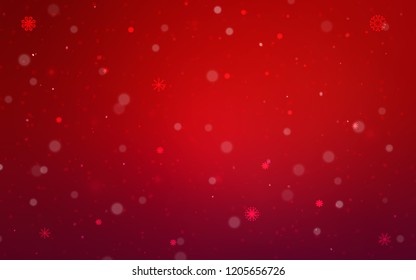 Dark Red vector cover with beautiful snowflakes. Snow on blurred abstract background with gradient. The pattern can be used for year new  websites.