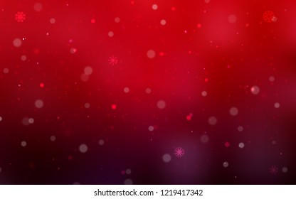 Dark Red vector cover with beautiful snowflakes. Modern geometrical abstract illustration with crystals of ice. New year design for your ad, poster, banner.