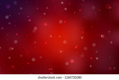 Dark Red vector cover with beautiful snowflakes. Modern geometrical abstract illustration with crystals of ice. The pattern can be used for new year leaflets.