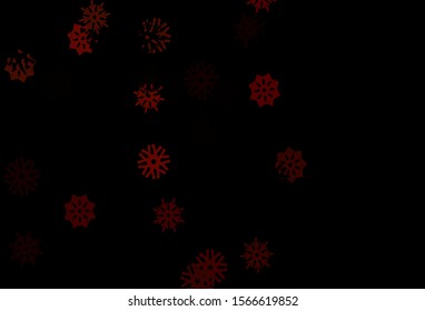Dark Red vector cover with beautiful snowflakes. Shining colored illustration with snow in christmas style. New year design for your business advert.