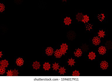 Dark Red vector cover with beautiful snowflakes. Shining colored illustration with snow in christmas style. New year design for your business advert.