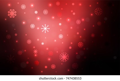 Dark Red vector cover with beautiful snowflakes. Glitter abstract illustration with crystals of ice. The template can be used as a new year background.