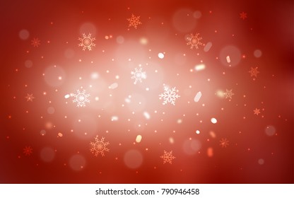Dark Red vector cover with beautiful snowflakes. Blurred decorative design in xmas style with snow. New year design for your business advert.