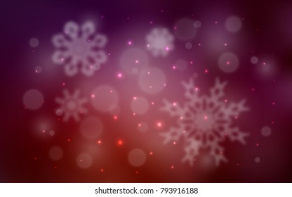 Dark Red vector cover with beautiful snowflakes. Decorative shining illustration with snow on abstract template. New year design for your business advert.