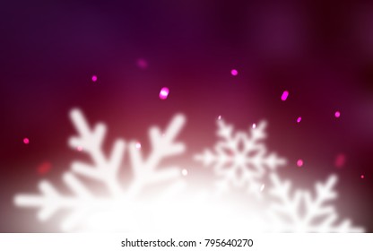 Dark Red vector cover with beautiful snowflakes. Decorative shining illustration with snow on abstract template. The pattern can be used for new year leaflets.