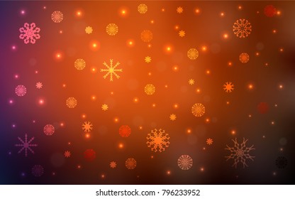 Dark Red vector cover with beautiful snowflakes. Blurred decorative design in xmas style with snow. New year design for your ad, poster, banner.