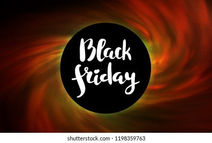 Dark Red vector cover with a black hole, nebula. Colorful illustration of a black hole on a starry backdrop. Black Friday design for ads, commercials.