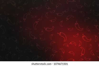 Dark Red vector cover with chili peppers. peppers on blurred abstract background with colorful gradient. Template for meal cooking in kitchen.