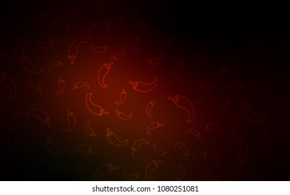 Dark Red vector cover with chili peppers. Beautiful colored illustration with peppers in doodle style. Template for meal cooking in kitchen.
