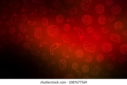 Dark Red vector cover with cuisine gourmet. Decorative shining illustration with food on abstract template. Pattern for ad, booklets, leaflets of restaurants.