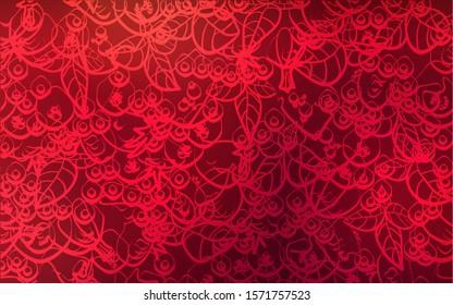 Dark Red vector cover with cuisine gourmet. Fast Food on blurred abstract background with colorful gradient. Pattern for ad, booklets, leaflets of restaurants.
