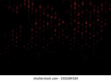 Dark Red vector cover with dollar, USD, usa signs. Shining colored illustration with dollar, USD, usa signs. Template for ads of markets, loans.