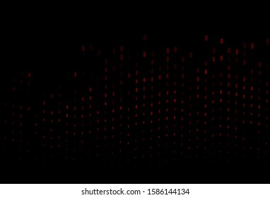 Dark Red vector cover with dollar, USD, usa signs. Blurred design in with symbols of dollar, USD, usa. Smart design for your business advert of economic, wealth.