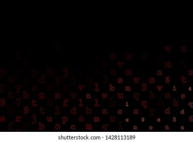 Dark Red vector cover with english symbols. Colored alphabet signs with gradient on white background. The pattern can be used for ad, booklets, leaflets of education.