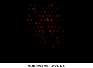 Dark red vector cover with english symbols. Blurred design in simple style with signs of alphabet. The pattern can be used for ad, booklets, leaflets of education.