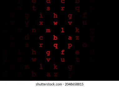 Dark red vector cover with english symbols. Shining illustration with ABC symbols on abstract template. Smart design for your business advert of university.