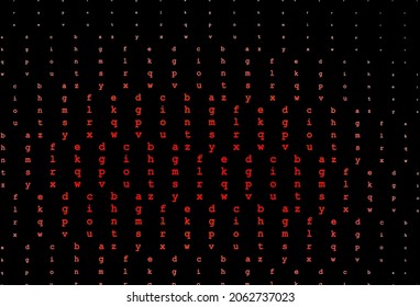 Dark red vector cover with english symbols. Blurred design in simple style with signs of alphabet. The pattern can be used for school, grammar websites.