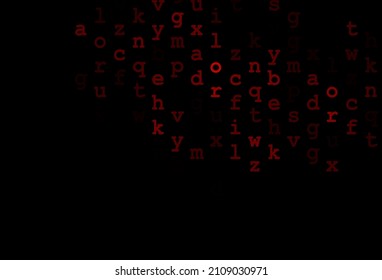 Dunkelrote Vektorgrafik mit englischen Symbolen. Moderne geometrische Illustration mit deutschsprachigen ABC-Symbolen. Kluges Design für Ihre Business-Werbung der Universität.