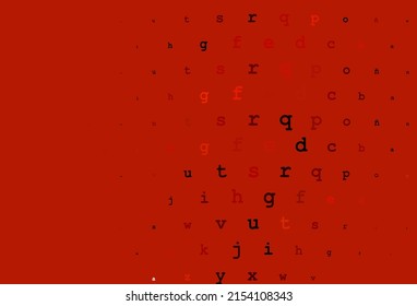 Dark red vector cover with english symbols. Colored alphabet signs with gradient on white background. The pattern can be used as ads, poster, banner for books.