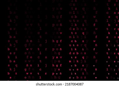 Dark red vector cover with english symbols. Blurred design in simple style with signs of alphabet. The pattern can be used for school, grammar websites.