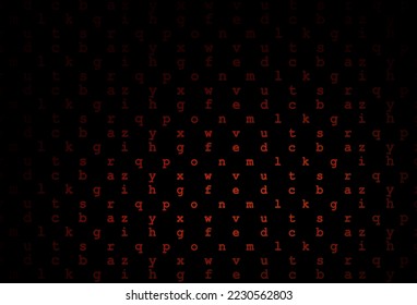 Dark red vector cover with english symbols. Abstract illustration with colored latin alphabet. The pattern can be used for ad, booklets, leaflets of education.