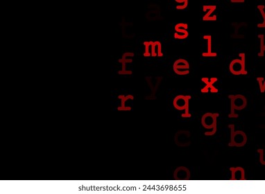 Dark red vector cover with english symbols. Blurred design in simple style with signs of alphabet. Best design for your ad, poster, banner of college.