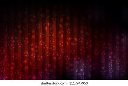 Dark Red vector cover with football symbols. Colored illustration with balls on a gradiental backdrop. Design for posters, banners of sports competitions.